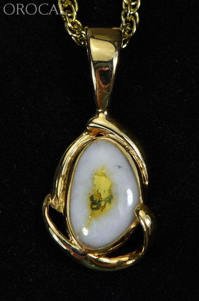 Gold Quartz Pendant Orocal Pn1105Q Genuine Hand Crafted Jewelry - 14K Yellow Casting