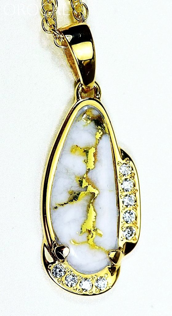 Gold Quartz Pendant Orocal Pn1106Sdq Genuine Hand Crafted Jewelry - 14K Yellow Casting