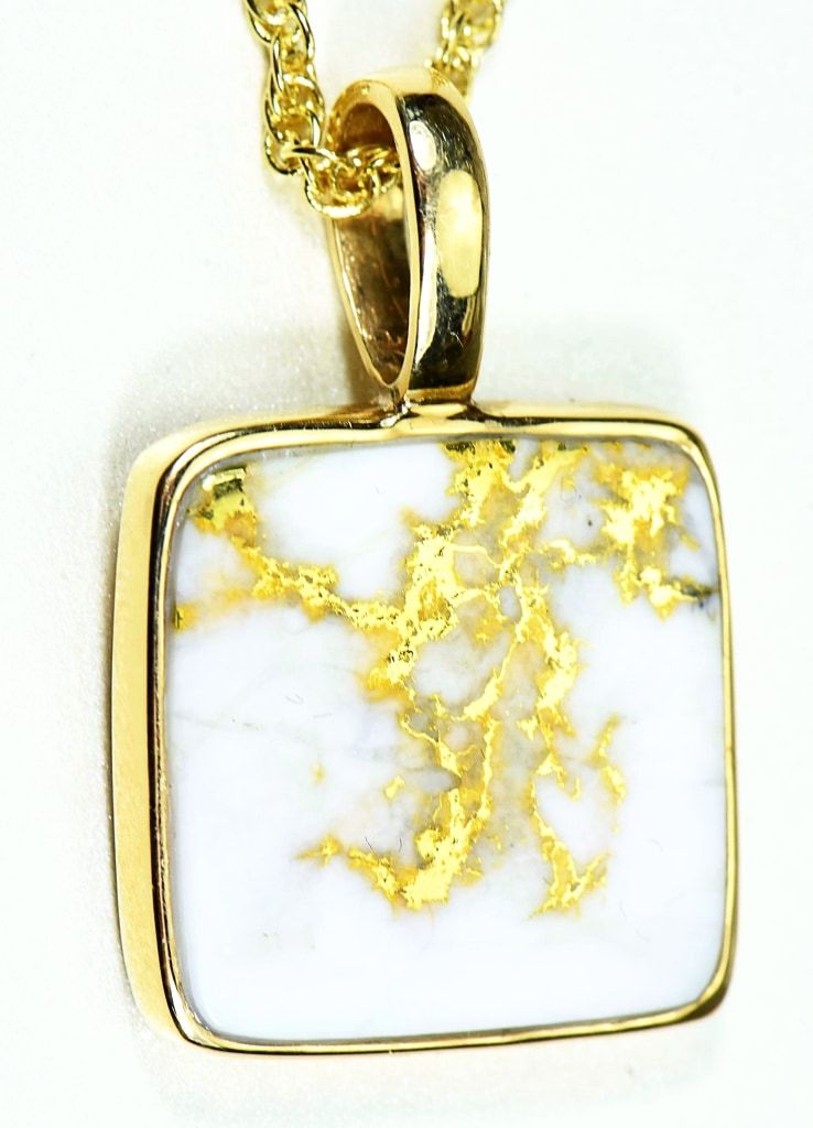 Gold Quartz Pendant Orocal Pn1107Q Genuine Hand Crafted Jewelry - 14K Yellow Casting