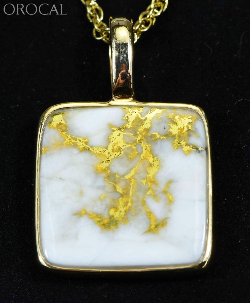 Gold Quartz Pendant Orocal Pn1107Q Genuine Hand Crafted Jewelry - 14K Yellow Casting