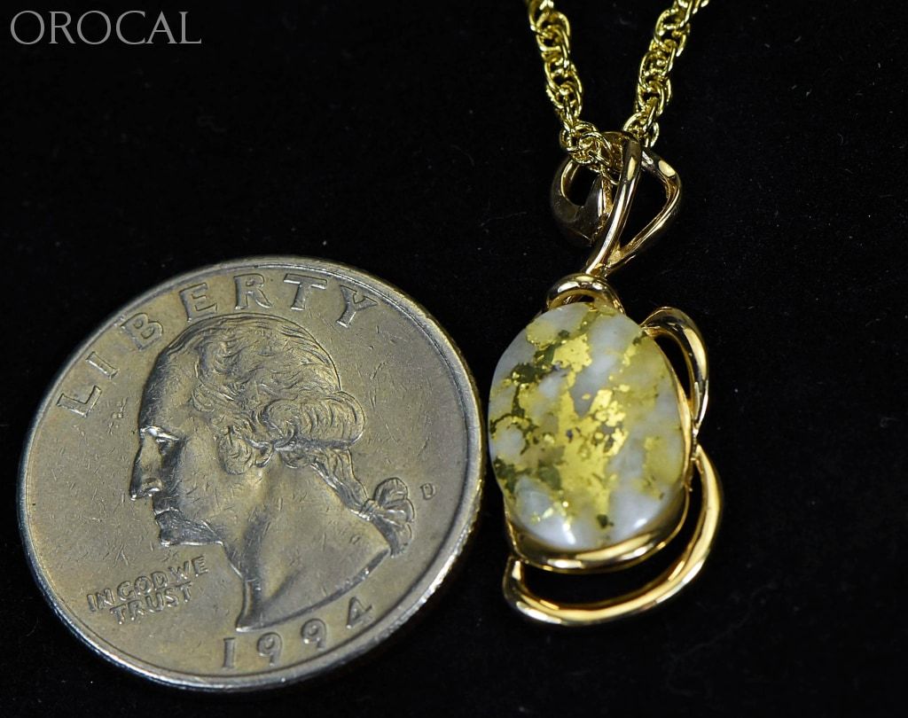 Gold Quartz Pendant Orocal Pn1124Q Genuine Hand Crafted Jewelry - 14K Yellow Casting