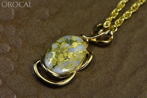 Gold Quartz Pendant Orocal Pn1124Q Genuine Hand Crafted Jewelry - 14K Yellow Casting