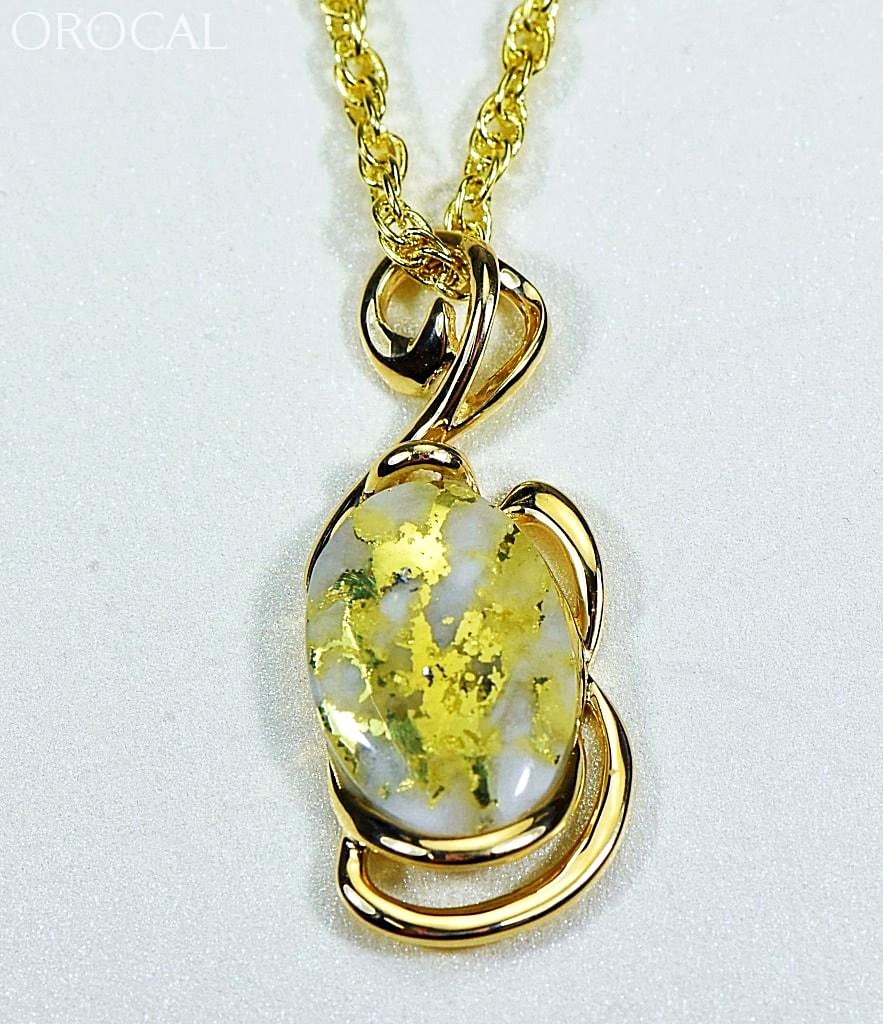 Gold Quartz Pendant Orocal Pn1124Q Genuine Hand Crafted Jewelry - 14K Yellow Casting