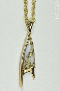 Gold Quartz Pendant Orocal Pn3700Qx Genuine Hand Crafted Jewelry - 14K Yellow Casting