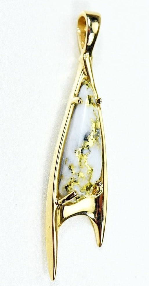 Gold Quartz Pendant Orocal Pn3700Qx Genuine Hand Crafted Jewelry - 14K Yellow Casting