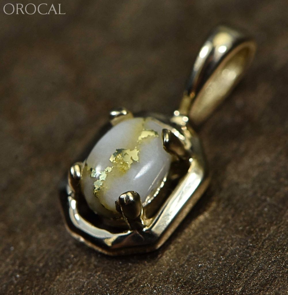 Gold Quartz Pendant Orocal Pn452Qx Genuine Hand Crafted Jewelry - 14K Yellow Casting