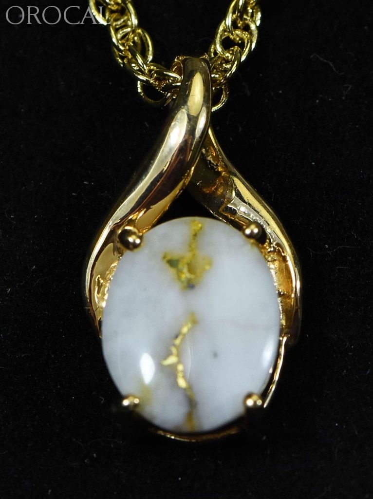 Gold Quartz Pendant Orocal Pn752Qx Genuine Hand Crafted Jewelry - 14K Yellow Casting