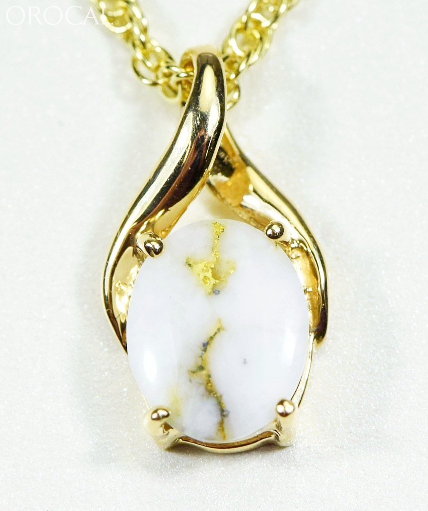 Gold Quartz Pendant Orocal Pn752Qx Genuine Hand Crafted Jewelry - 14K Yellow Casting