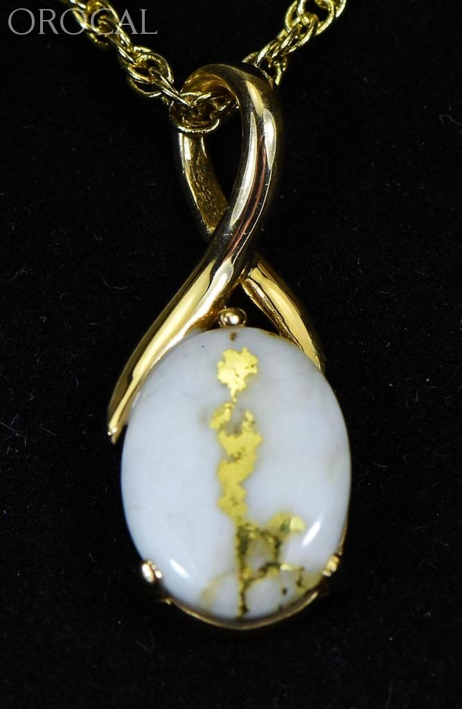 Gold Quartz Pendant Orocal Pn794Qx Genuine Hand Crafted Jewelry - 14K Yellow Casting