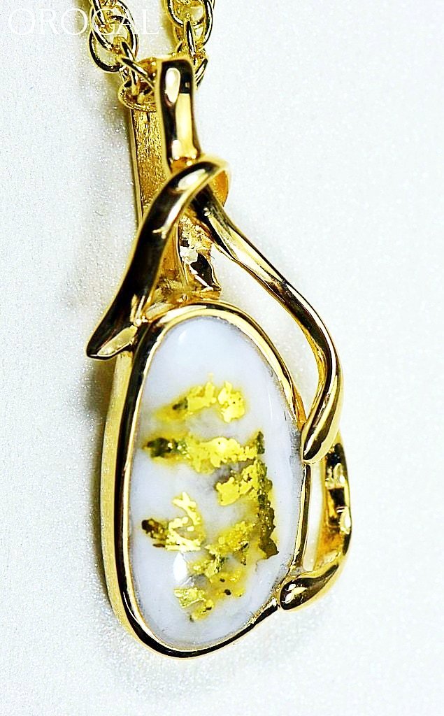 Gold Quartz Pendant Orocal Pn866Qx Genuine Hand Crafted Jewelry - 14K Yellow Casting