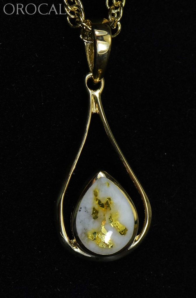 Gold Quartz Pendant Orocal Pn869Qx Genuine Hand Crafted Jewelry - 14K Yellow Casting