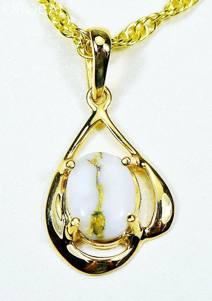 Gold Quartz Pendant Orocal Pn870Qx Genuine Hand Crafted Jewelry - 14K Yellow Casting