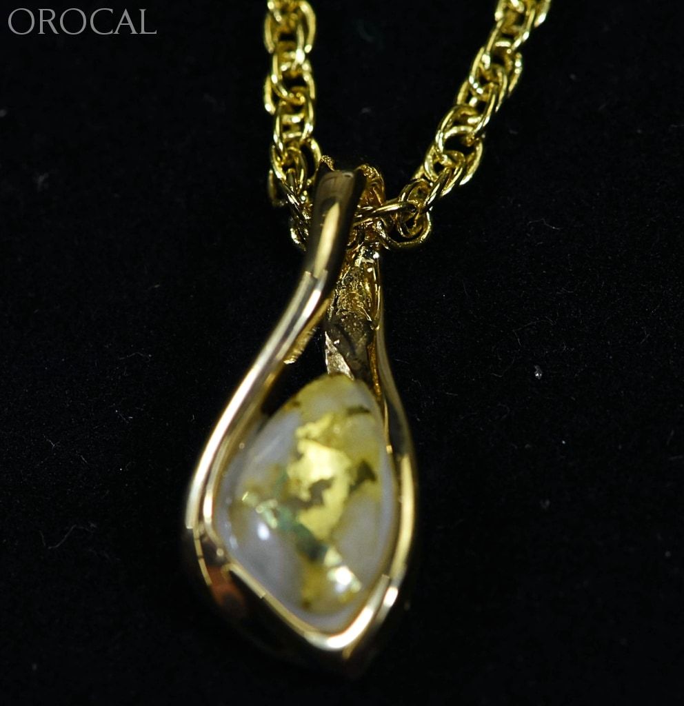 Gold Quartz Pendant Orocalpn601Qx Genuine Hand Crafted Jewelry - 14K Yellow Casting