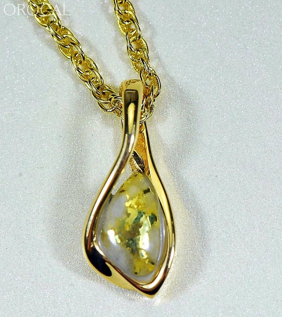 Gold Quartz Pendant Orocalpn601Qx Genuine Hand Crafted Jewelry - 14K Yellow Casting