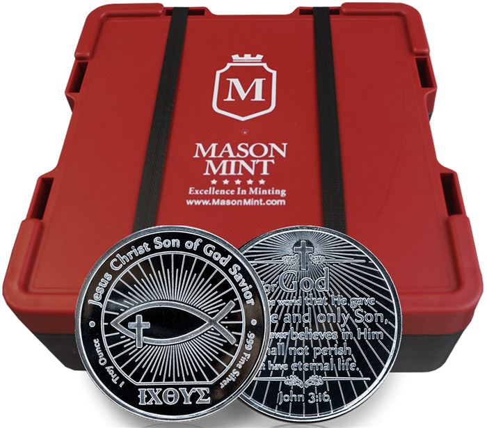 1 TROY OZ .999 FINE SILVER ICHTUS ROUND BU 500 OZ MONSTER BOX