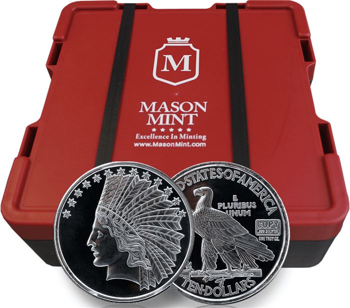 1 TROY OZ .999 FINE SILVER INDIAN HEAD ROUND BU 500 OZ MONSTER BOX