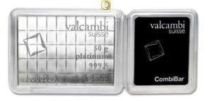 1 GRAM VALCAMBI .9995 FINE PLATINUM BULLION BAR FROM NEW SHEET OF 50 - Liquidbullion