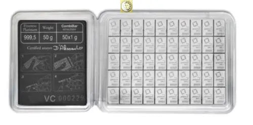 1 GRAM VALCAMBI .9995 FINE PLATINUM BULLION BAR FROM NEW SHEET OF 50 - Liquidbullion