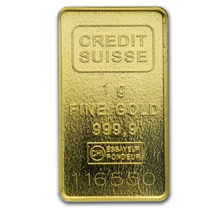 1 GRAM CREDIT SUISSE STATUE OF LIBERTY .9999 FINE GOLD BAR NEW WITH ASSAY