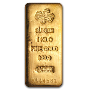 1 KILO PAMP SUISSE .9999 FINE GOLD CAST BAR