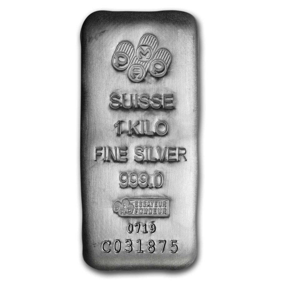 1 KILO .999 FINE SILVER PAMP SUISSE BAR CAST IGNOT (32.15 Troy Oz) BU