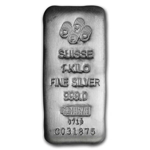 1 KILO .999 FINE SILVER PAMP SUISSE BAR CAST IGNOT (32.15 Troy Oz) BU