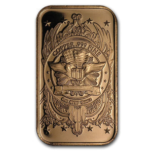 1 OZ .999 FINE COPPER SAINT GAUDENS BAR BU