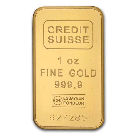 1 TROY OZ CREDIT SUISSE .9999 FINE GOLD BAR NEW WITH ASSAY