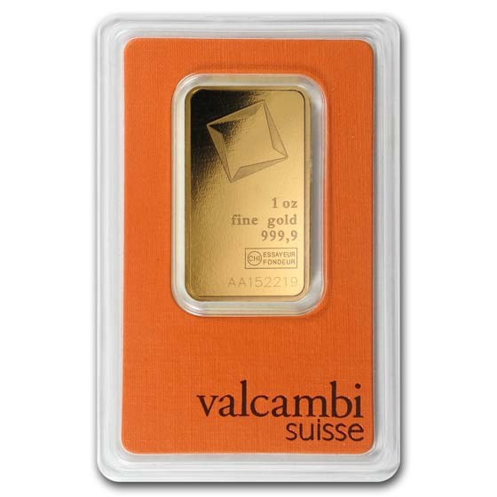 1 TROY OZ VALCAMBI SUISSE .9999 FINE GOLD BAR NEW WITH ASSAY