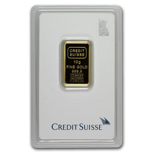 10 GRAM CREDIT SUISSE STATUE OF LIBERTY .9999 FINE GOLD BAR NEW WITH ASSAY