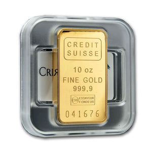 10 TROY OZ CREDIT SUISSE STATUE OF LIBERTY .9999 FINE GOLD BAR NEW WITH ASSAY