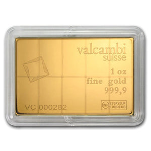 10 X 1/10 OZ .9999 FINE GOLD BARS VALCAMBI SUISSE COMBIBAR IN ASSAY