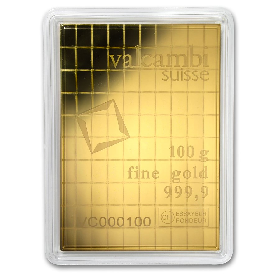 100 X 1 GRAM .9999 FINE GOLD BARS VALCAMBI SUISSE COMBIBAR IN ASSAY