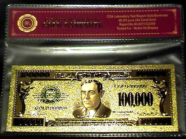 99.9% 24K GOLD 1 MILLION DOLLAR $ BILL US BANKNOTE IN PROTECTIVE SLEEV –  LIQUID BULLION