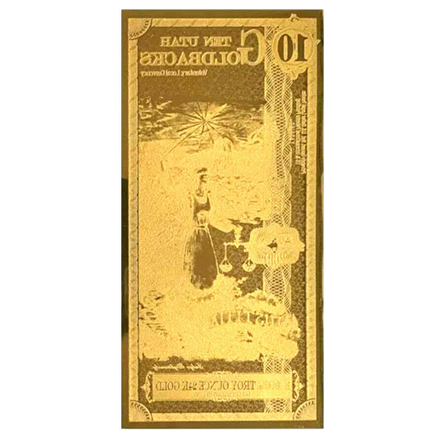 10 UTAH GOLDBACK AURUM 24KT GOLD FOIL NOTE BU 1/100 OZ .999 FINE GOLD