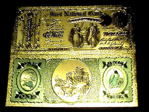 99.9% 24K GOLD 1875 $1 BILL US BANKNOTE IN PROTECTIVE SLEEVE W COA