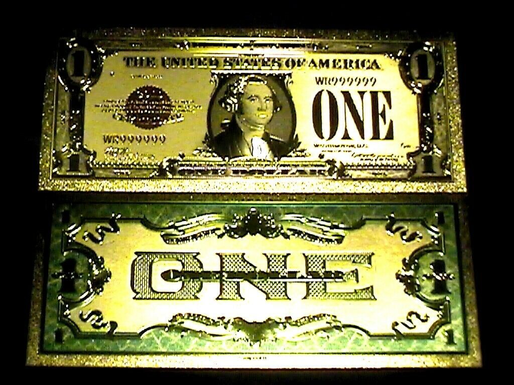 99.9% 24K GOLD 1928 $1 GOLD CERTIFICATE BILL US BANKNOTE PVC SLEEVE W COA