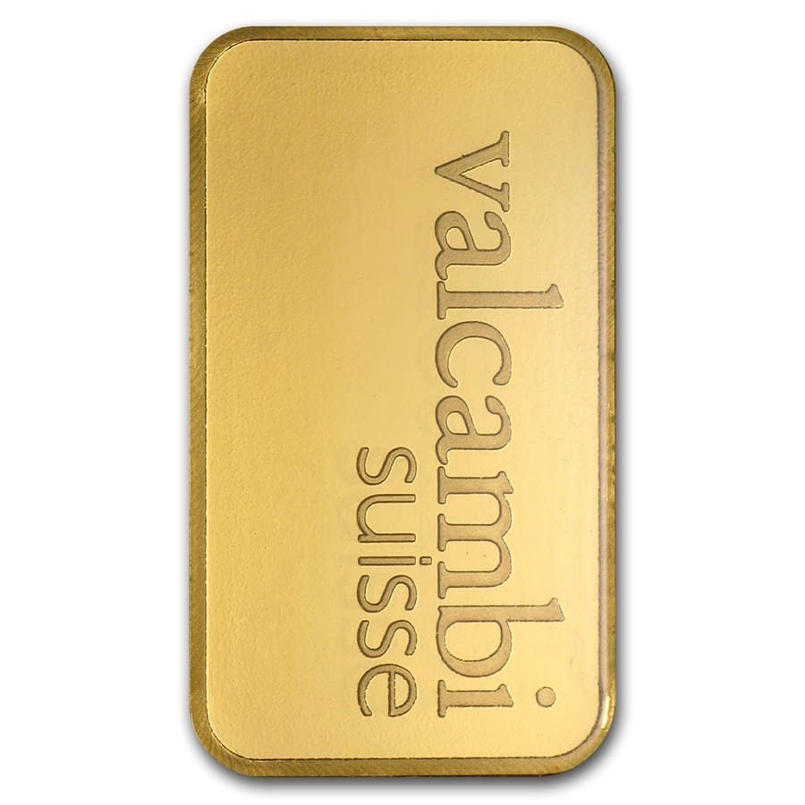 20 GRAM VALCAMBI SUISSE .9999 FINE GOLD BAR IN ASSAY