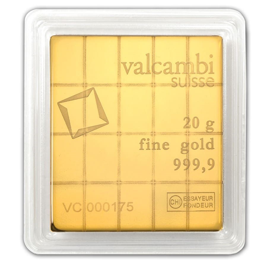 20 X 1 GRAM .9999 FINE GOLD BARS VALCAMBI SUISSE COMBIBAR IN ASSAY