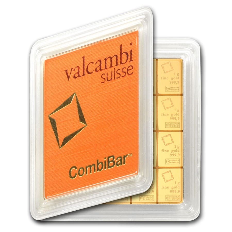 20 X 1 GRAM .9999 FINE GOLD BARS VALCAMBI SUISSE COMBIBAR IN ASSAY