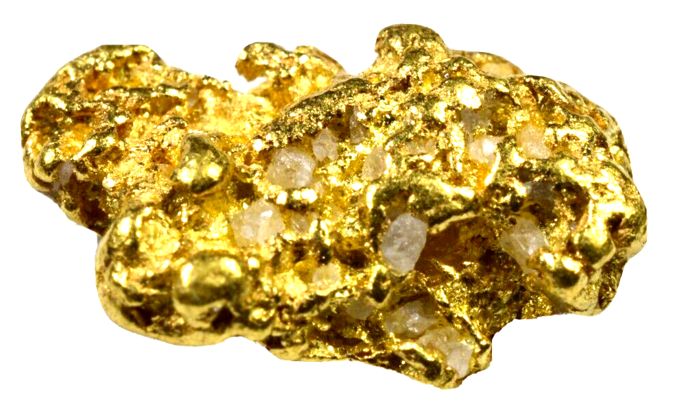 2.438 GRAMS ALASKAN YUKON BC NATURAL PURE GOLD NUGGET WITH QUARTZ GENUINE(#N954)