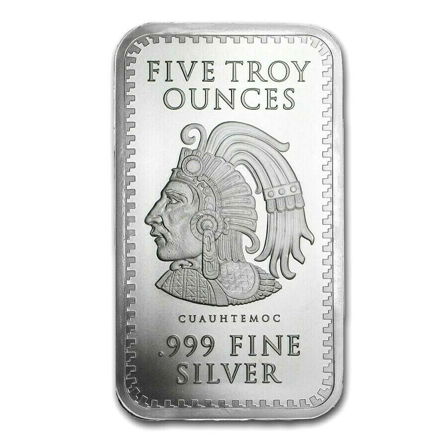 5 TROY OZ .999 SILVER AZTEC CALENDER BAR BU + 10 PIECE ALASKAN PURE GOLD NUGGETS - Liquidbullion