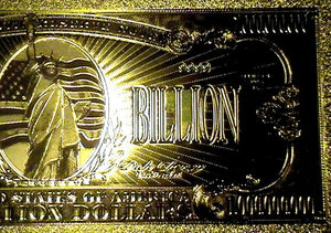 99.9% 24K GOLD 1 BILLION DOLLAR $ BILL US BANKNOTE IN PROTECTIVE SLEEVE W COA