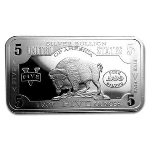 5 TROY OZ .999 SILVER 1901 $10 BISON BAR BU + 10 PIECE ALASKAN PURE GOLD NUGGETS - Liquidbullion