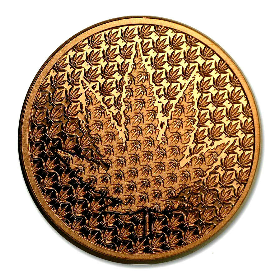 1 OZ .999 FINE COPPER CANNABIS FOREVER COIN BU