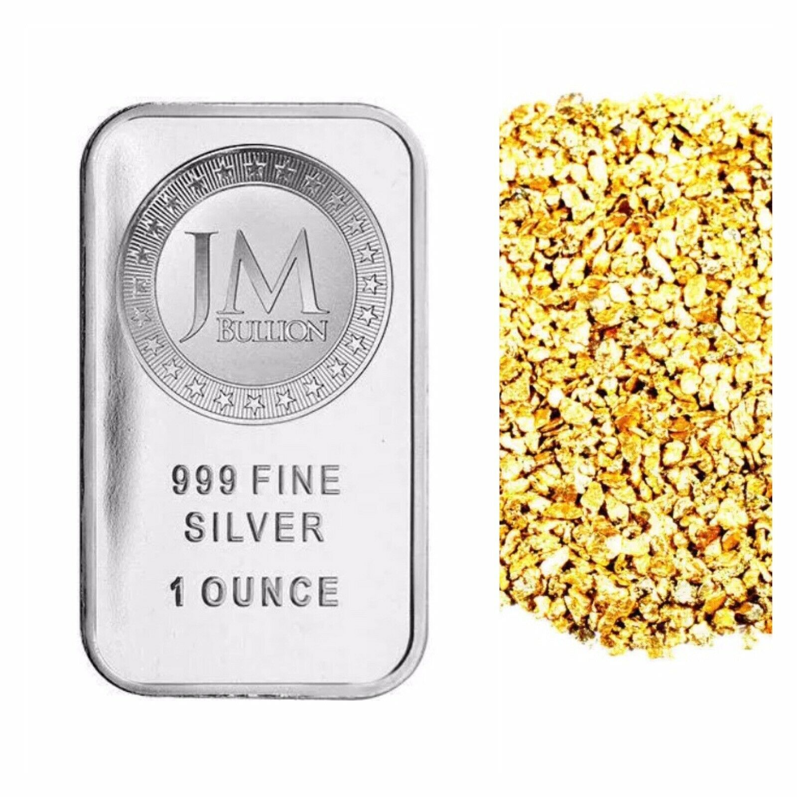 1 TROY OZ .999 SILVER JM BULLION BAR BU + 10 PIECE ALASKAN PURE GOLD NUGGETS - Liquidbullion