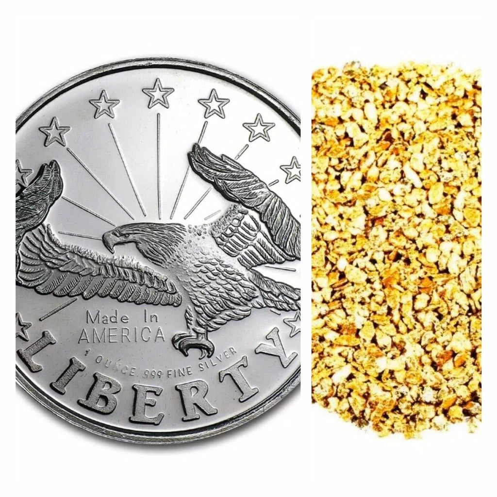 1 TROY OZ .999 SILVER LIBERTY EAGLE BU + 10 PIECE ALASKAN PURE GOLD NUGGETS - Liquidbullion