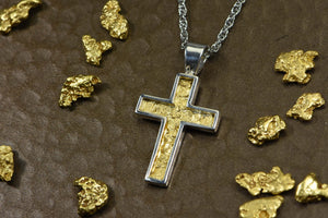 Gold Nugget Cross - Sterling Silver Pcr21Nss Hand Made Orocal Jewelry