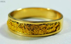Gold Nugget Mens Ring Orocal Rm7Mmt Genuine Hand Crafted Jewelry - 14K Casting