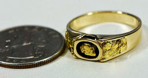 Gold Nugget Mens Ring Orocal Rm206 Genuine Hand Crafted Jewelry - 14K Casting